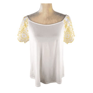 Ann Taylor Loft womenn's white and yellow blouse size LP
